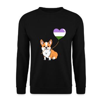 Corgi avec ballon Genderqueer - Sweat-shirt Unisexe - noir - Devant - Alina (178cm) & Michal (187cm)