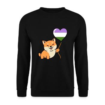 Shiba Inu Genderqueer Pride Heart Balloon - Unisex Sweatshirt - black - Front - Alina (178cm) & Michal (187cm)