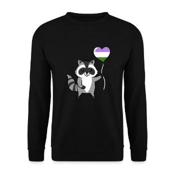 Waschbär Herzballon Genderqueer Pride - Unisex Pullover - Schwarz - Vorne - Alina (178cm) & Michal (187cm)