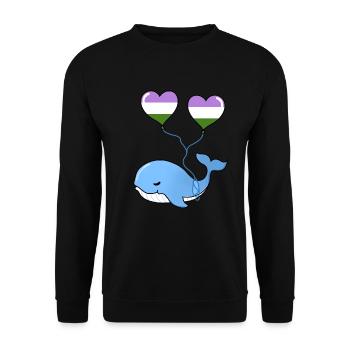 Ballon Whale Heart Genderqueer - Sweat-shirt Unisexe - noir - Devant - Alina (178cm) & Michal (187cm)