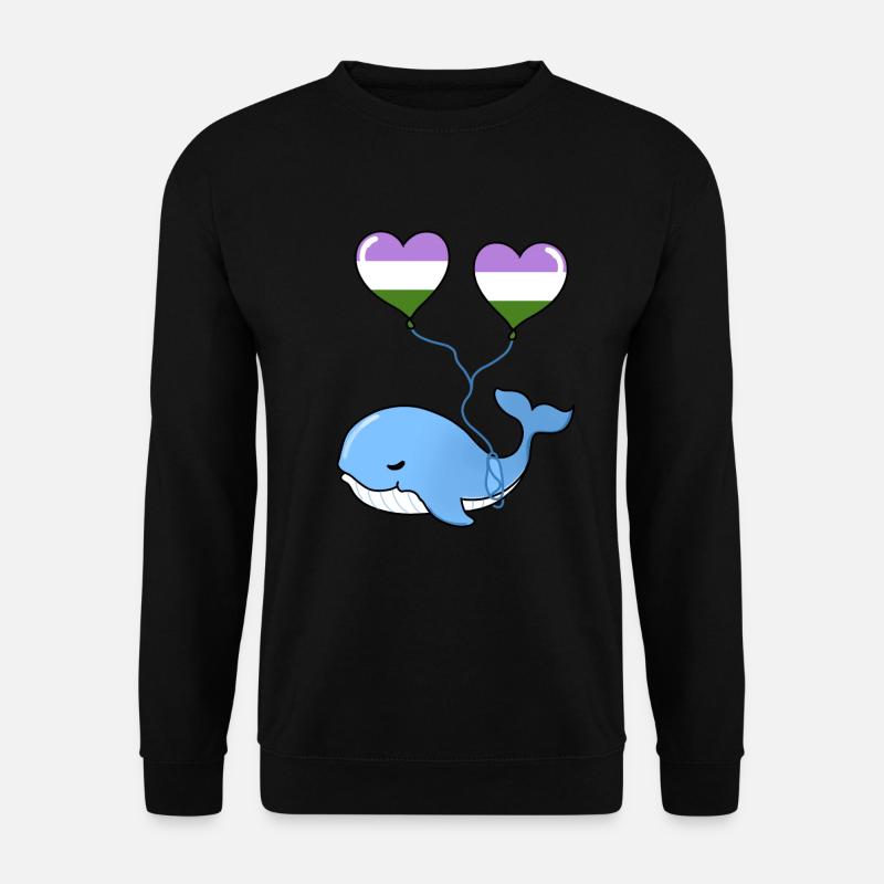 Wal Herzballon Genderqueer - Unisex Pullover - Schwarz