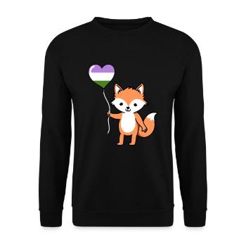 Fuchs Herzballon Genderqueer Pride - Unisex Pullover - Schwarz - Vorne - Alina (178cm) & Michal (187cm)