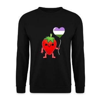 Erdbeer Herzballon Genderqueer Pride - Unisex Pullover - Schwarz - Vorne - Alina (178cm) & Michal (187cm)