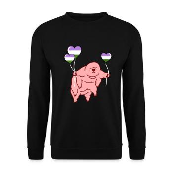 Tardigrade Balloon Genderqueer Pride - Unisex Sweatshirt - black - Front - Alina (178cm) & Michal (187cm)