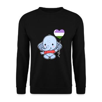 Elephant Heart Balloon Genderqueer - Sweat-shirt Unisexe - noir - Devant - Alina (178cm) & Michal (187cm)
