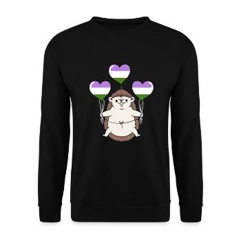 Hedgehog Balloon Genderqueer Pride - Sweat-shirt Unisexe - noir - Devant - Alina (178cm) & Michal (187cm)