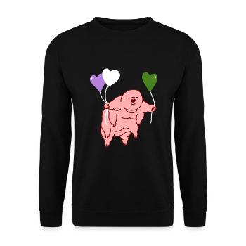 Bärtierchen Herzballon Genderqueer Pride - Unisex Pullover - Schwarz - Vorne - Alina (178cm) & Michal (187cm)