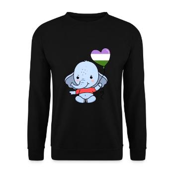 Elefant Herzballon Genderqueer Pride - Unisex Pullover - Schwarz - Vorne - Alina (178cm) & Michal (187cm)
