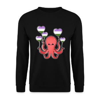 Octopus Balloon Genderqueer Pride - Sweat-shirt Unisexe - noir - Devant - Alina (178cm) & Michal (187cm)