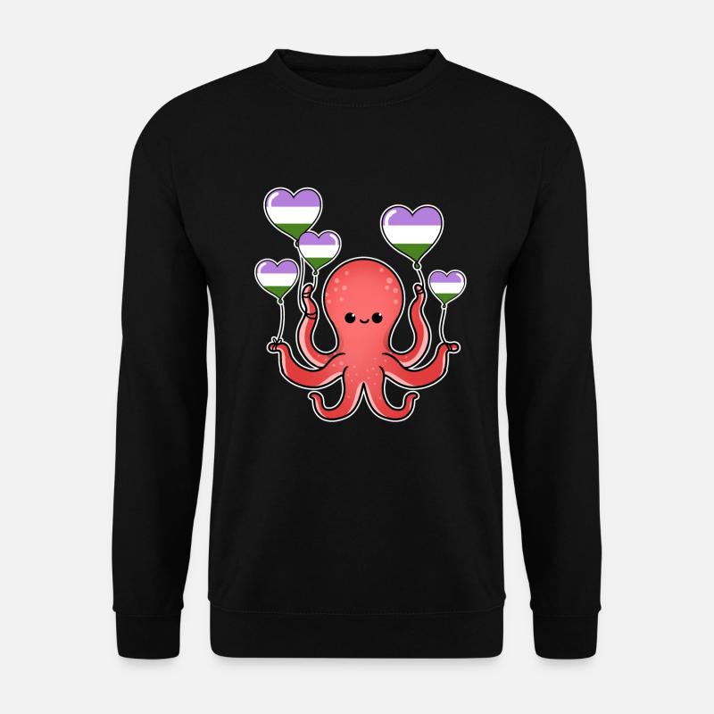 Octopus Balloon Genderqueer Pride - Unisex Sweatshirt - black
