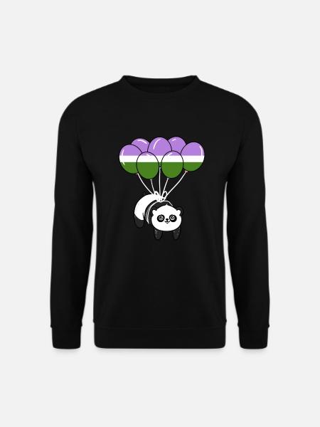 Panda Balloon Genderqueer Pride - Unisex Sweatshirt - black
