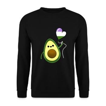 Avocado Herzballon Genderqueer Pride - Unisex Pullover - Schwarz - Vorne - Alina (178cm) & Michal (187cm)