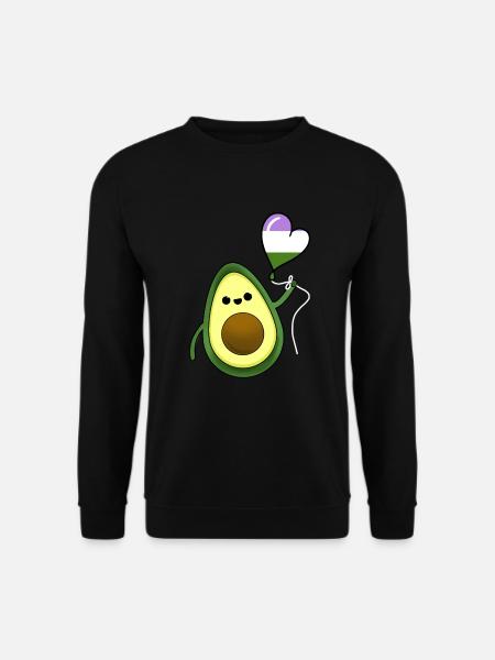 Avocado Heart Balloon Genderqueer Pride - Unisex Sweatshirt - black