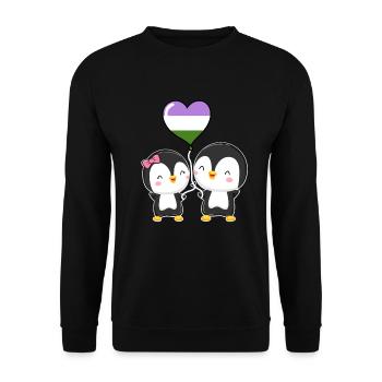 Genderqueer Pride Penguin Paire - Sweat-shirt Unisexe - noir - Devant - Alina (178cm) & Michal (187cm)