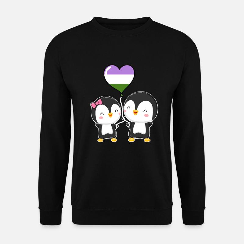 Genderqueer Pride Penguin Pair - Unisex Sweatshirt - black
