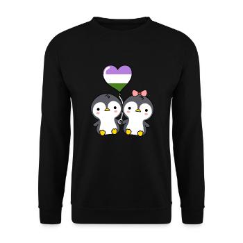 Couple de pingouins Genderqueer Pride - Sweat-shirt Unisexe - noir - Devant - Alina (178cm) & Michal (187cm)