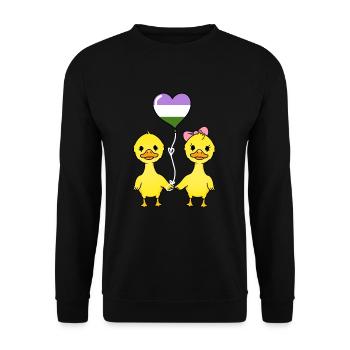 Couple de canards Genderqueer Pride - Sweat-shirt Unisexe - noir - Devant - Alina (178cm) & Michal (187cm)