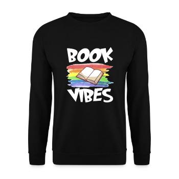 Book Reader Reading Literature Bookworm Gift Idea - Unisex Sweatshirt - black - Front - Alina (178cm) & Michal (187cm)
