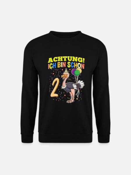 Achtung Ich Bin Schon 2 Tier Geburtstag Strauß - Unisex Pullover - Schwarz