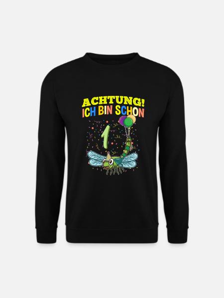Achtung Ich Bin Schon 1 Tier Geburtstag Libelle - Unisex Pullover - Schwarz