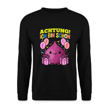 Achtung Ich Bin Schon 1 Geburtstag Zwiebel - Unisex Pullover - Schwarz - Vorne - Alina (178cm) & Michal (187cm)