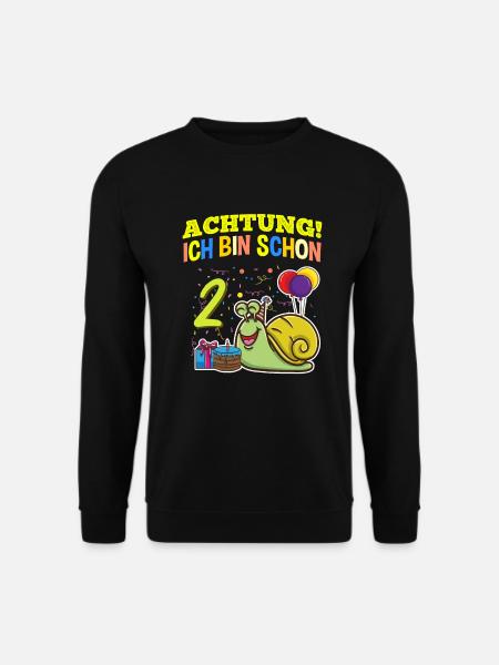 Achtung Ich Bin Schon 2 Geburtstag Schnecke - Unisex Pullover - Schwarz