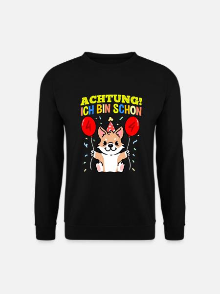 Achtung Ich Bin Schon 4 Tier Geburtstag Corgi - Unisex Pullover - Schwarz