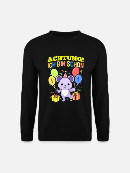 Achtung Ich Bin Schon 1 Geburtstag Maus - Unisex Pullover - Schwarz