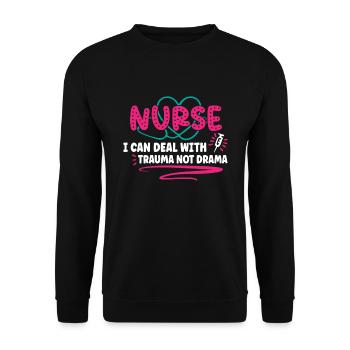 Krankenschwester Krankenpflege Klinik Sanitäter - Unisex Pullover - Schwarz - Vorne - Alina (178cm) & Michal (187cm)