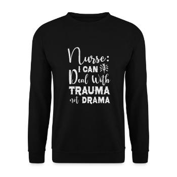 Krankenschwester Krankenpflege Klinik Sanitäter - Unisex Pullover - Schwarz - Vorne - Alina (178cm) & Michal (187cm)