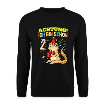 Achtung Ich Bin Schon 2 Geburtstag Bartagame - Unisex Pullover - Schwarz - Vorne - Alina (178cm) & Michal (187cm)