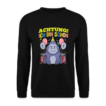 Achtung Ich Bin Schon 1 Tier Geburtstag Gorilla - Unisex Pullover - Schwarz - Vorne - Alina (178cm) & Michal (187cm)