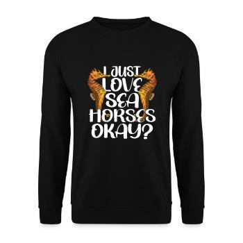 Funny Seahorse Mermaid Fish Water Ocean - Unisex Sweatshirt - black - Front - Alina (178cm) & Michal (187cm)