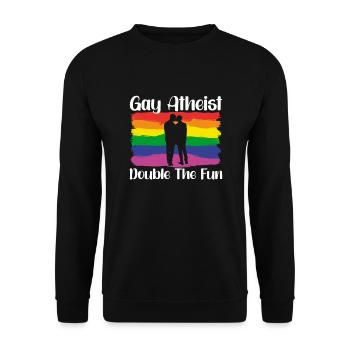 Gay LGBTQ Atheist Atheism Anti Religion Securalism - Unisex Pullover - Schwarz - Vorne - Alina (178cm) & Michal (187cm)