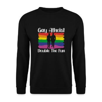 Gay LGBTQ Atheist Atheism Anti Religion Securalism - Unisex Pullover - Schwarz - Vorne - Alina (178cm) & Michal (187cm)