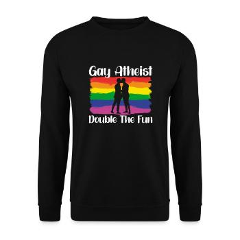 Gay LGBTQ Atheist Atheism Anti Religion Securalism - Unisex Pullover - Schwarz - Vorne - Alina (178cm) & Michal (187cm)