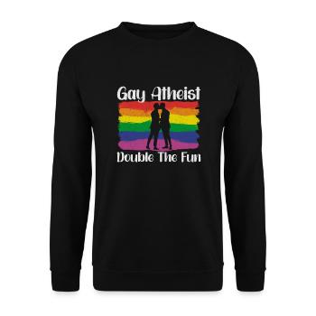 Gay LGBTQ Atheist Atheism Anti Religion Securalism - Unisex Pullover - Schwarz - Vorne - Alina (178cm) & Michal (187cm)