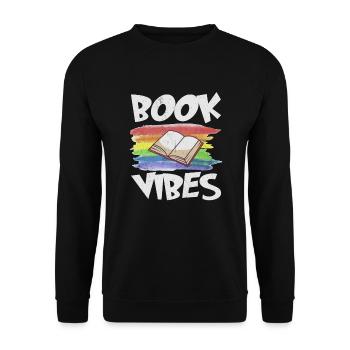 Book Reader Reading Literature Bookworm Gift Idea - Unisex Sweatshirt - black - Front - Alina (178cm) & Michal (187cm)
