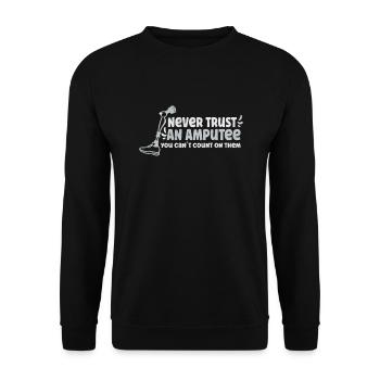 Handicapped Wheelchair Cyborg Leg Arm Amputee - Unisex Pullover - Schwarz - Vorne - Alina (178cm) & Michal (187cm)