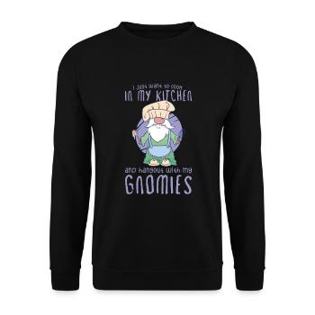 Cooking Cook Chef Gnomes Gnome Lover Funny Gnome - Unisex Pullover - Schwarz - Vorne - Alina (178cm) & Michal (187cm)