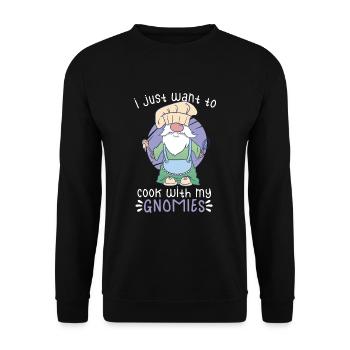 Cooking Cook Chef Gnomes Gnome Lover Funny Gnome - Unisex Pullover - Schwarz - Vorne - Alina (178cm) & Michal (187cm)