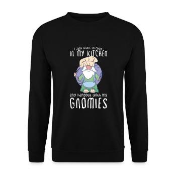 Cooking Cook Chef Gnomes Gnome Lover Funny Gnome - Unisex Pullover - Schwarz - Vorne - Alina (178cm) & Michal (187cm)