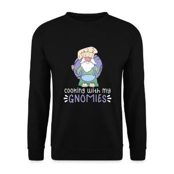 Cuisine Cuisinier Chef Gnomes Gnome Lover Drôle Gnome Gnome - Sweat-shirt Unisexe - noir - Devant - Alina (178cm) & Michal (187cm)
