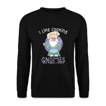 Cuisine Cuisinier Chef Gnomes Gnome Lover Drôle Gnome Gnome - Sweat-shirt Unisexe - noir - Devant - Alina (178cm) & Michal (187cm)