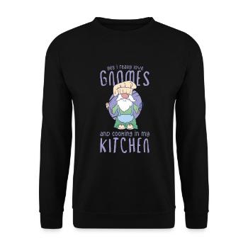 Cooking Cook Chef Gnomes Gnome Lover Funny Gnome - Unisex Pullover - Schwarz - Vorne - Alina (178cm) & Michal (187cm)