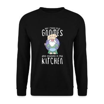 Cuisine Cuisinier Chef Gnomes Gnome Lover Drôle Gnome Gnome - Sweat-shirt Unisexe - noir - Devant - Alina (178cm) & Michal (187cm)