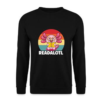 Axolotl Book Reader Reading Literature Bookworm - Unisex Sweatshirt - black - Front - Alina (178cm) & Michal (187cm)