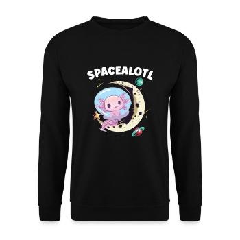 Axolotl Astronaut Astronomy Solar System Poison - Unisex Sweatshirt - black - Front - Alina (178cm) & Michal (187cm)