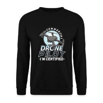 Drone Pilot Grandpa Gift Idea Old Man With - Unisex Sweatshirt - black - Front - Alina (178cm) & Michal (187cm)