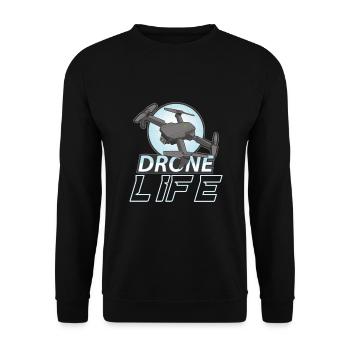 Drohne Pilot Opa Geschenkidee Alter Mann Mit - Unisex Pullover - Schwarz - Vorne - Alina (178cm) & Michal (187cm)